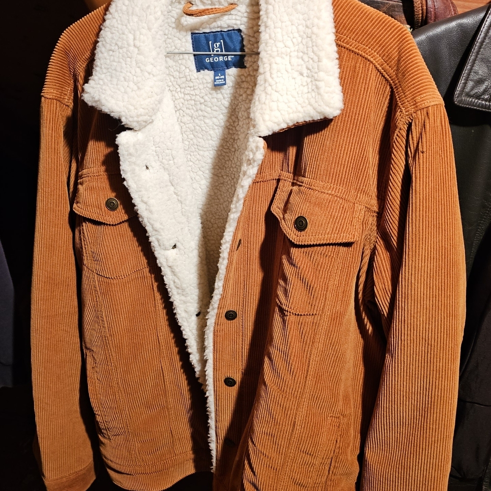 George White and Tan Lightweight Jacket with Sherpa Lining